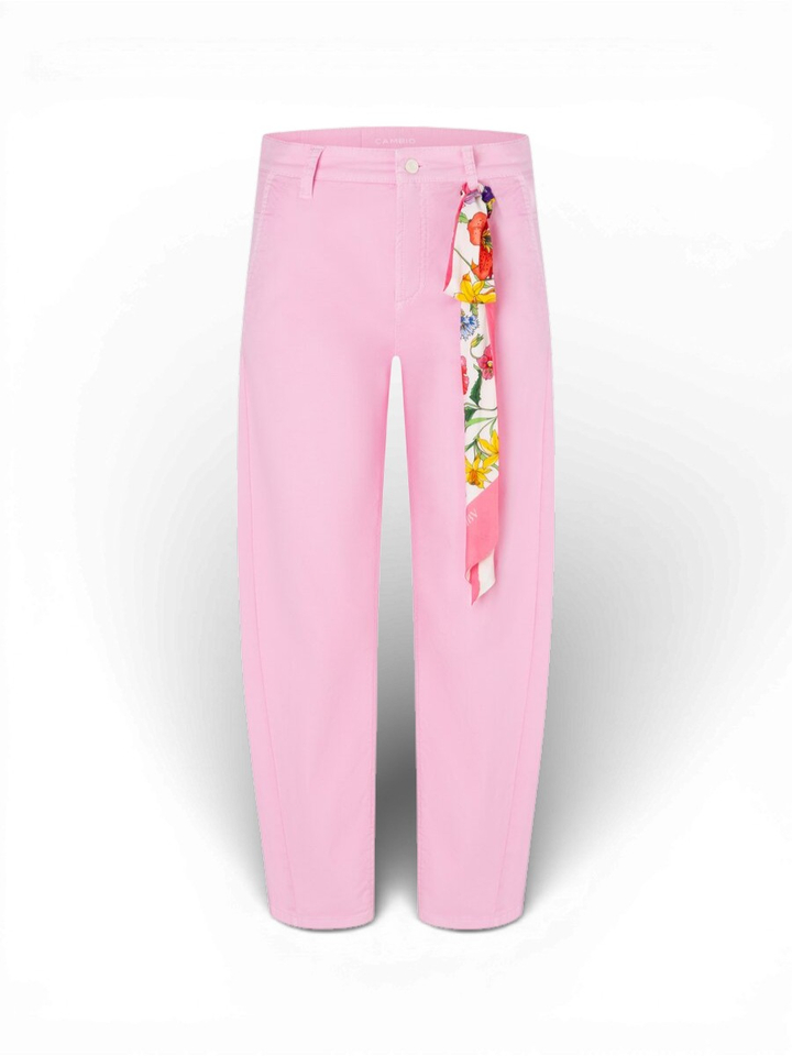 Roze broek met bloemenlint Oria French Po Cambio 