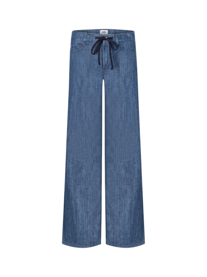 Blauwe katoenen broek met koord Baggy Cambio