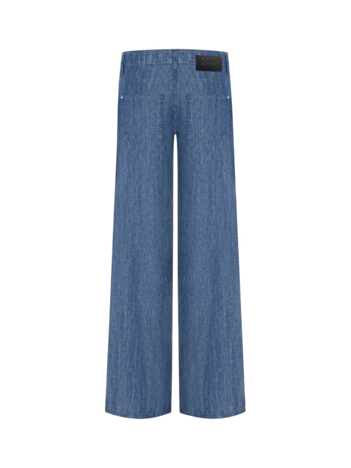 Blauwe katoenen broek met koord Baggy Cambio