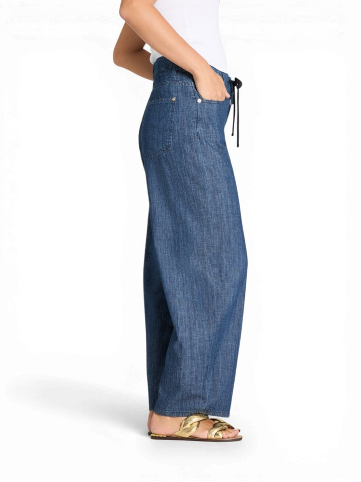 Blauwe katoenen broek met koord Baggy Cambio