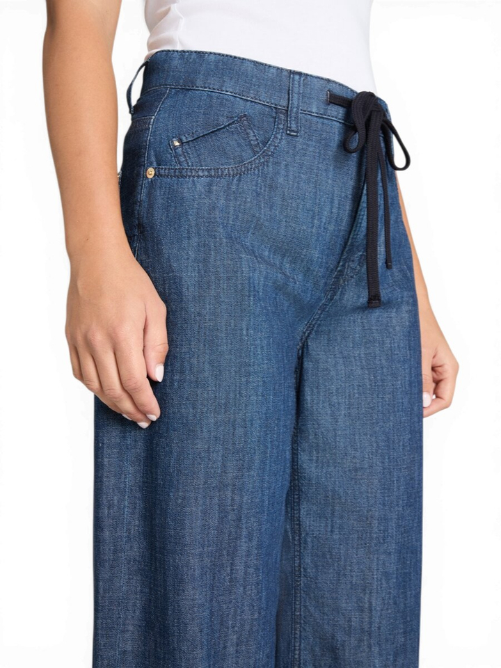 Blauwe katoenen broek met koord Baggy Cambio