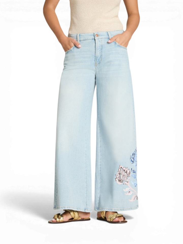 Lichtblauwe jeans met detail Palazzo Cambio