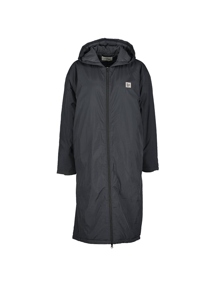 Zwarte lange parka jas met rits en kap Zot American Vintage 