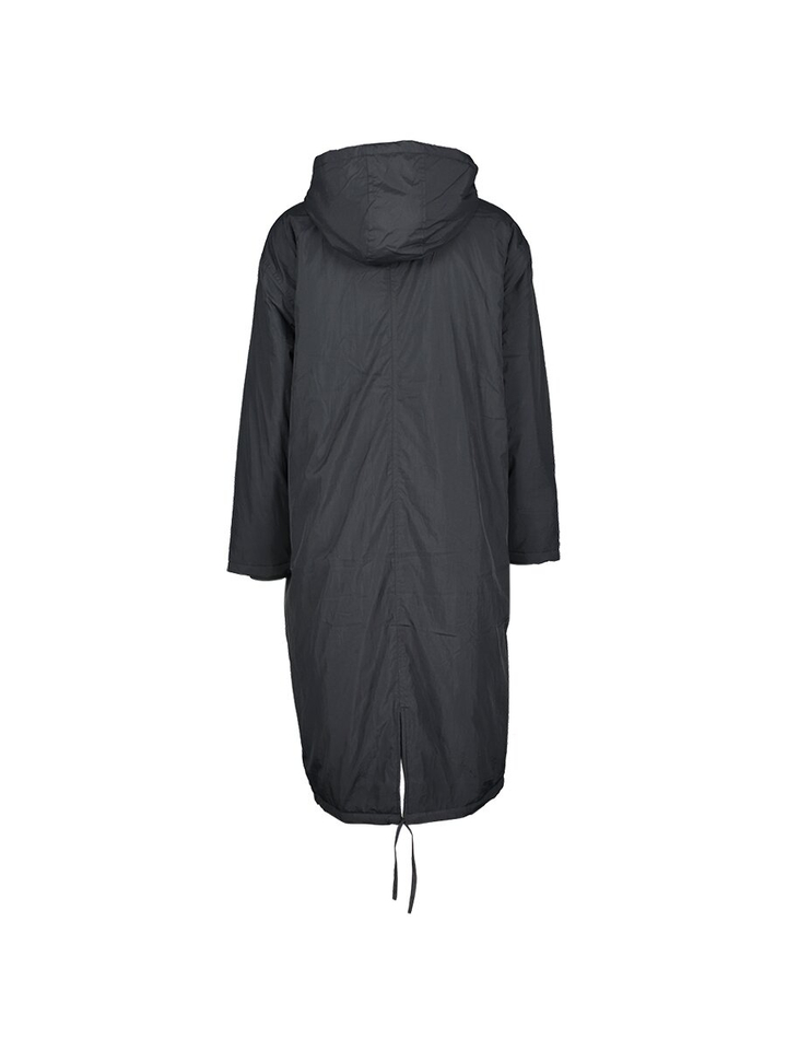 Zwarte lange parka jas met rits en kap Zot American Vintage 