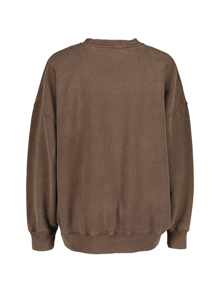 Donkerbruine katoenen sweater met ronde hals American Vintage