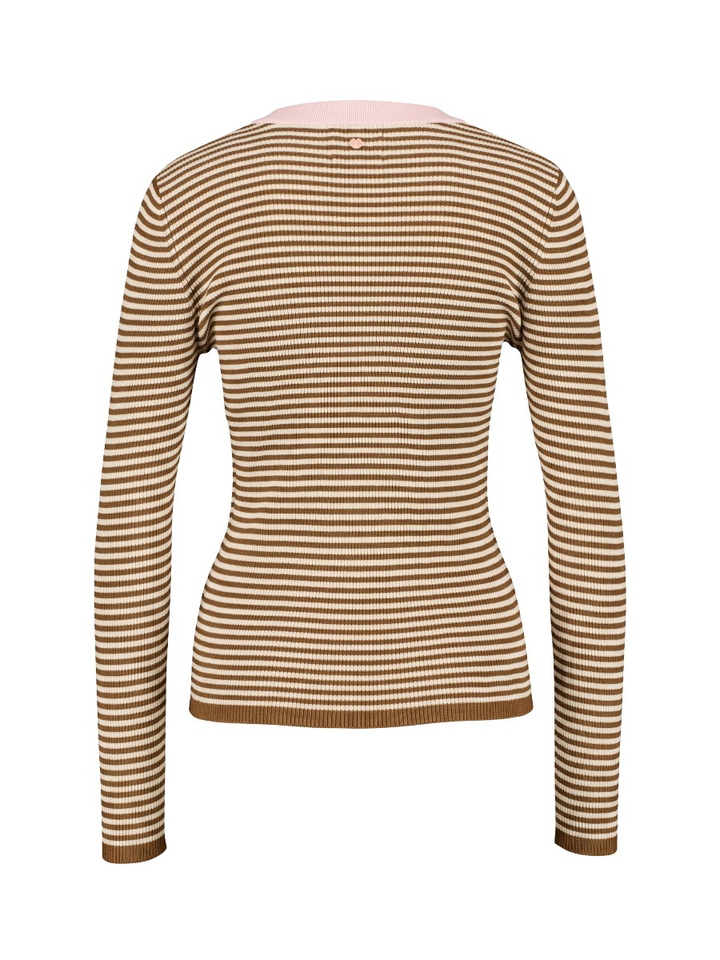 Gestreepte pull met bruine strepen Filina Pullover Numph 