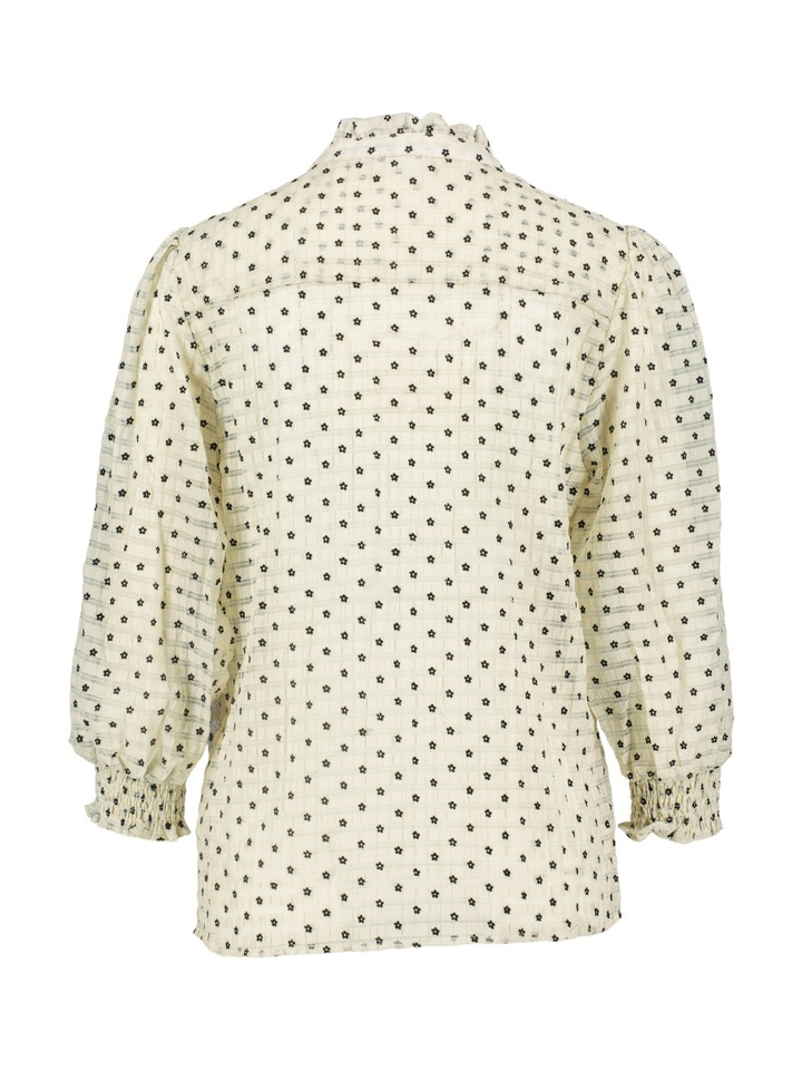 Beige bloes met zwarte bloemen Jannet Shirt Numph