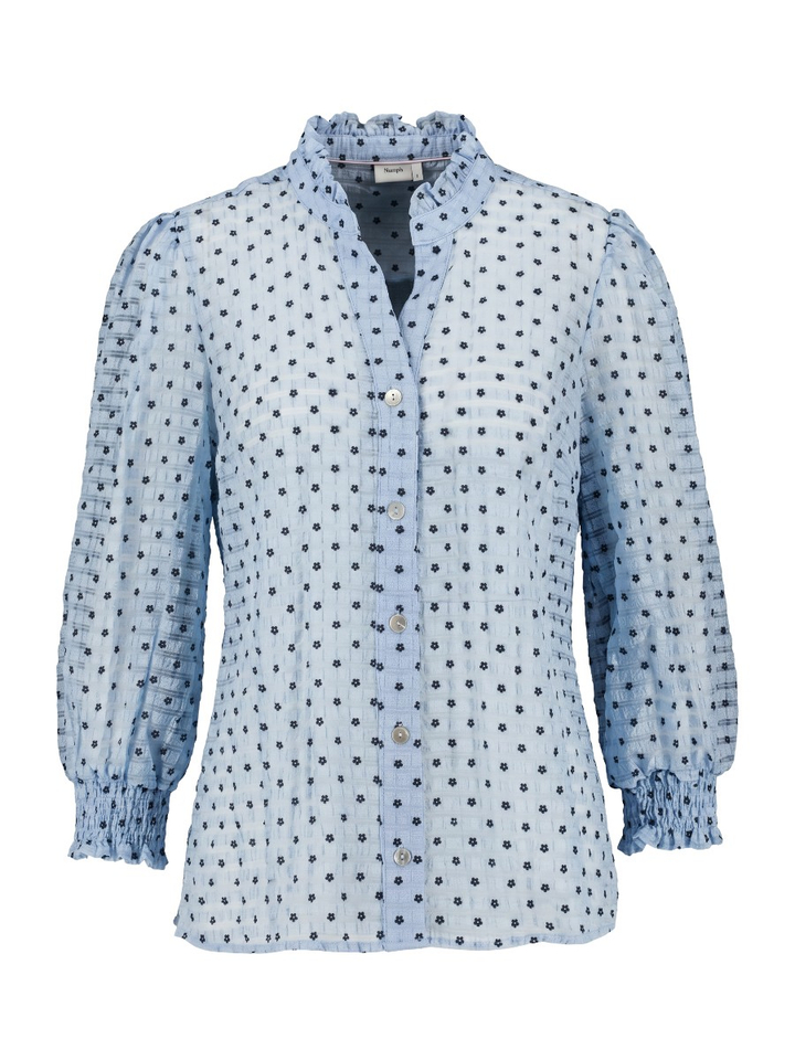 Lichtblauwe bloes met zwarte bloemen Jannet Shirt Numph