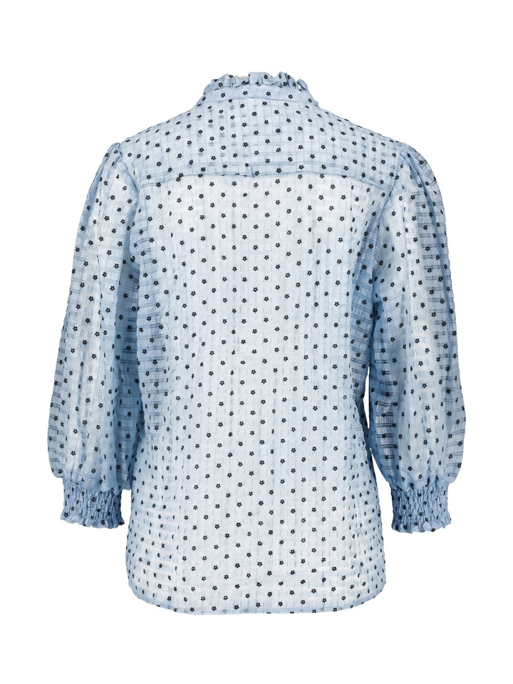 Lichtblauwe bloes met zwarte bloemen Jannet Shirt Numph