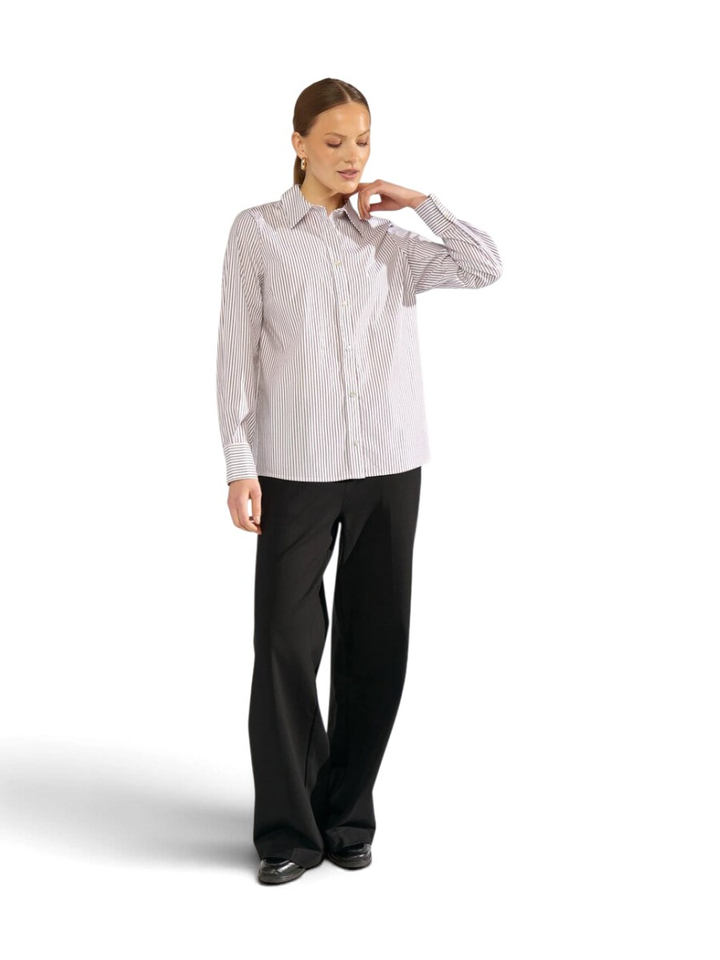 Witte bloes met bordeaux strepen Lili Shirt Numph