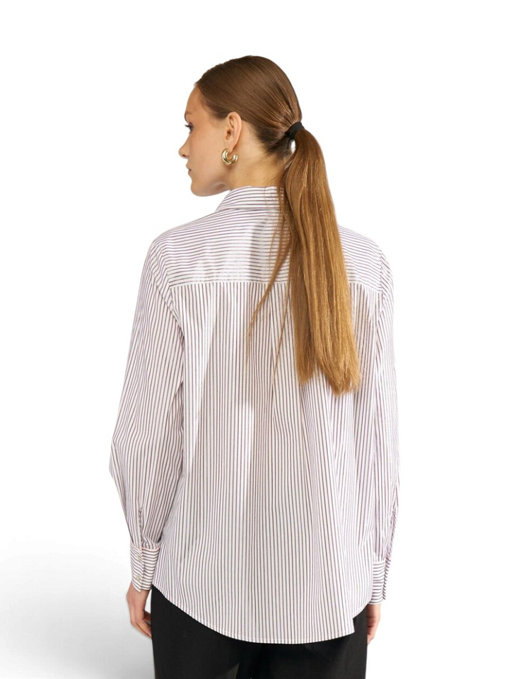 Witte bloes met bordeaux strepen Lili Shirt Numph