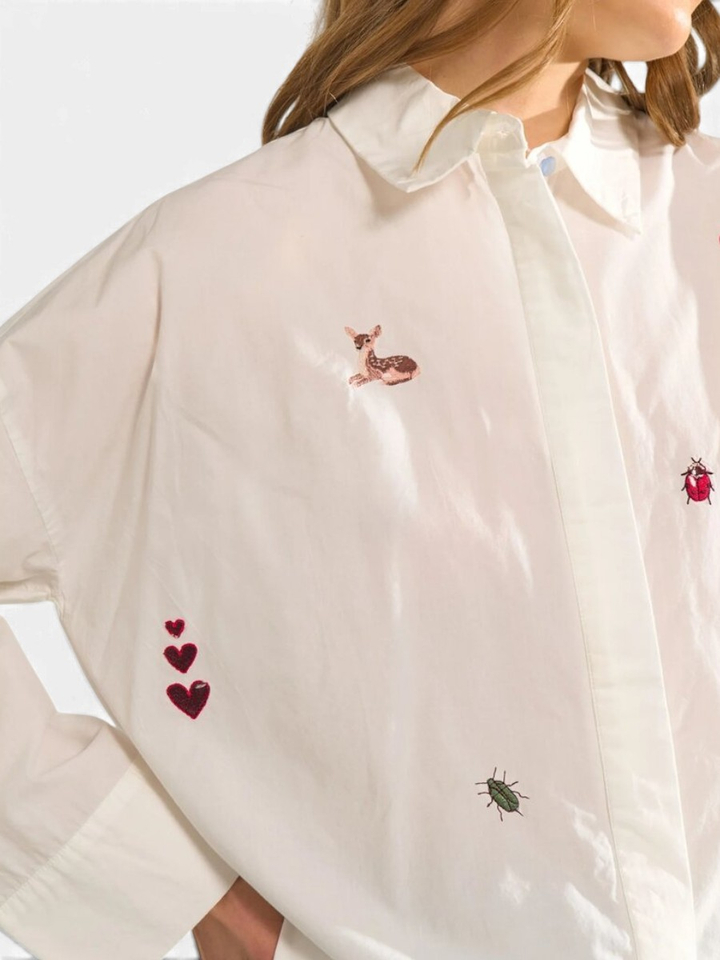 Witte bloes met broderie detail Tenja Numph