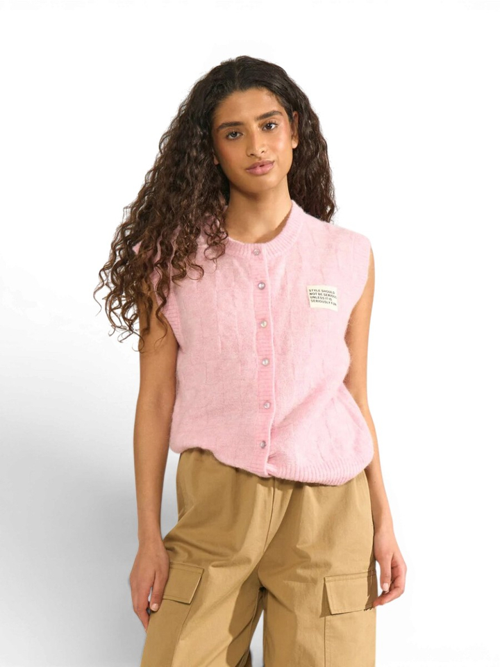 Lichtroze cardigan Riette Vest Numph