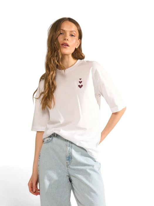 Witte T-shirt met opdruk op de rug Abyka Numph
