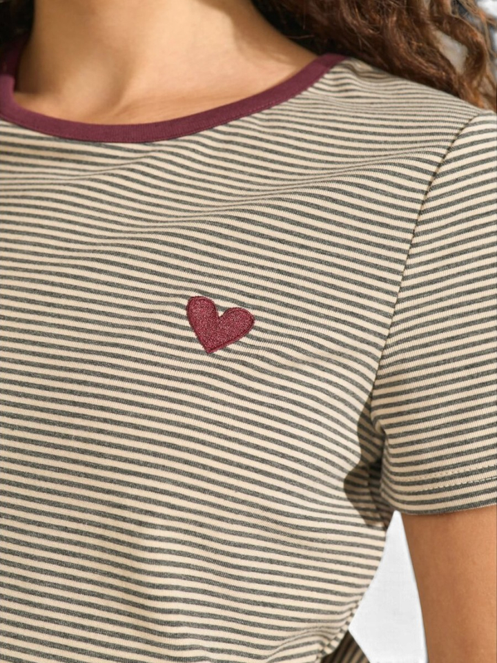Gestreepte T-shirt met ronde hals Alexa T-shirt Numph