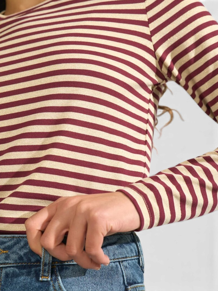 Gestreepte T-shirt met glitterdraad Rixie T-shirt Numph