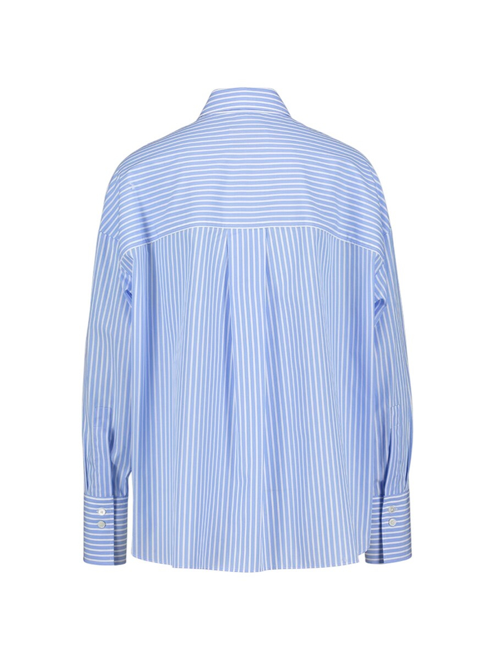 Wit met blauw gestreepte bloes met bijhorende das Marianne Academia