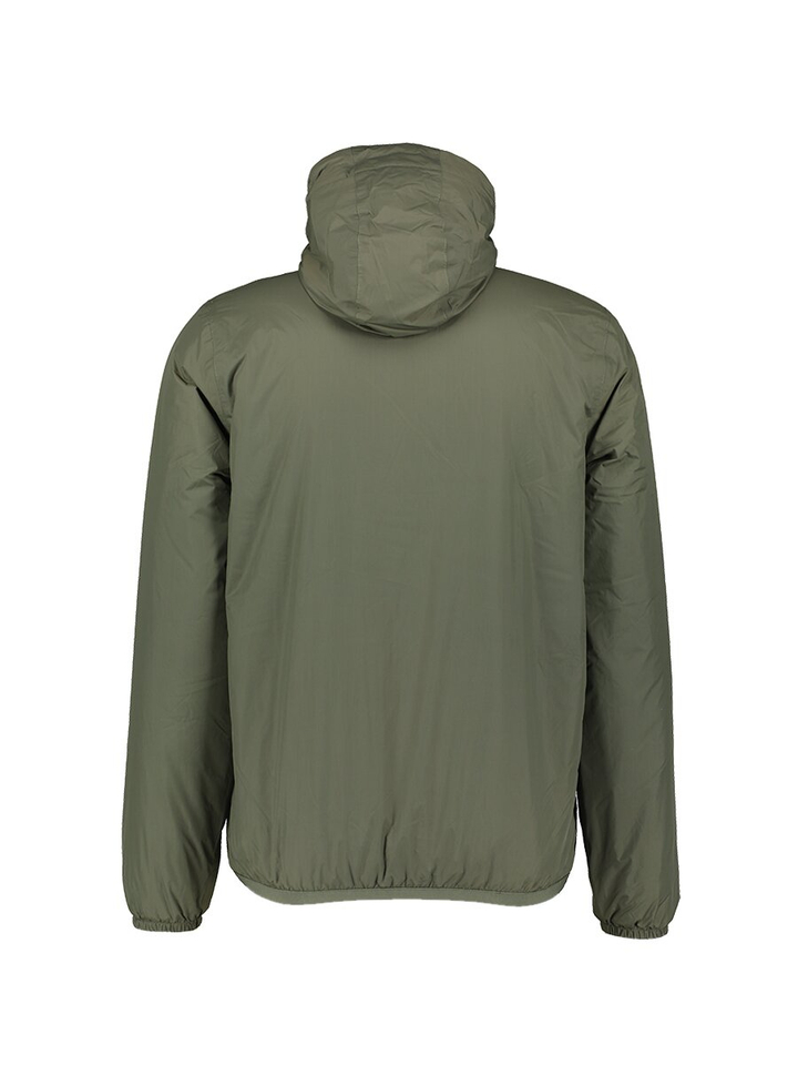 Kaki water en winddichte jas met rits en kap K-way