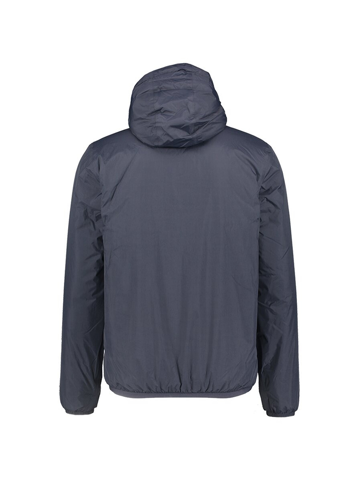 Donkerblauwe regenjas met rits en merklogo K-Way