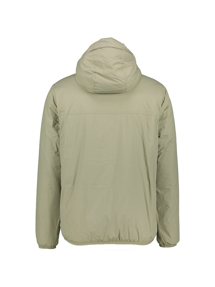 Groene winterjas met rits en kap in teddy stof K-Way