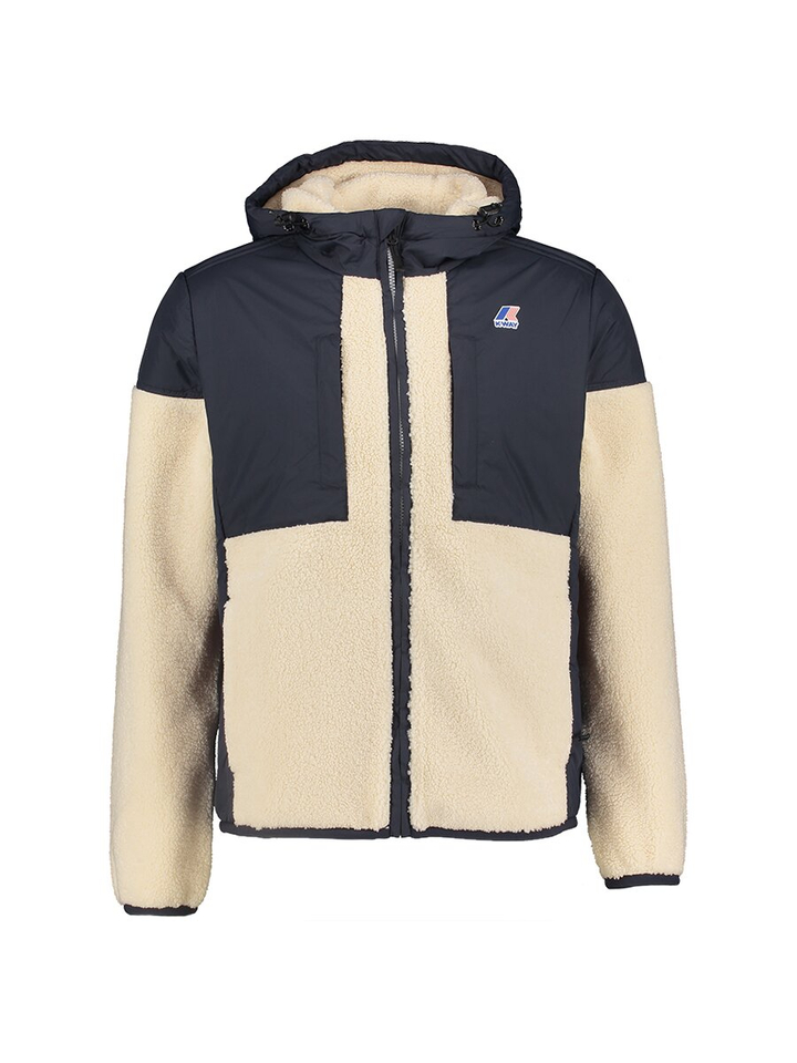 Blauwe jas met teddy stof 