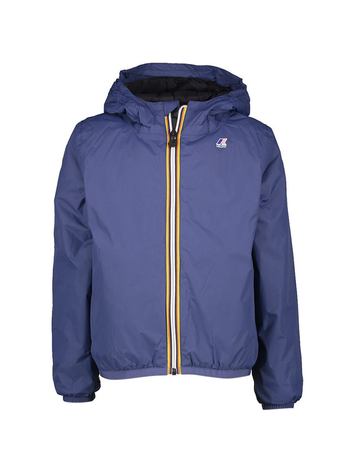 Blauwe regenjas met rits en kap K-Way 
