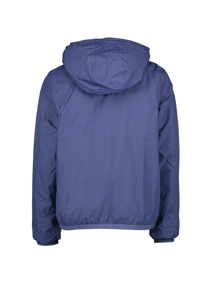 Blauwe regenjas met rits en kap K-Way 
