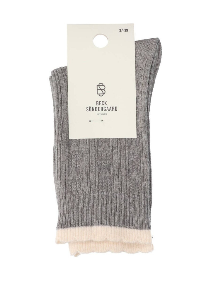 Lichtgrijze kousen met ecru detail Beck Sondergaard