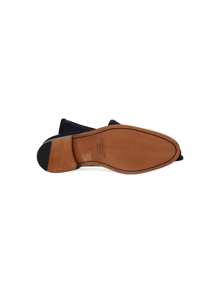 Cuero navy moccasin Cordwainer
