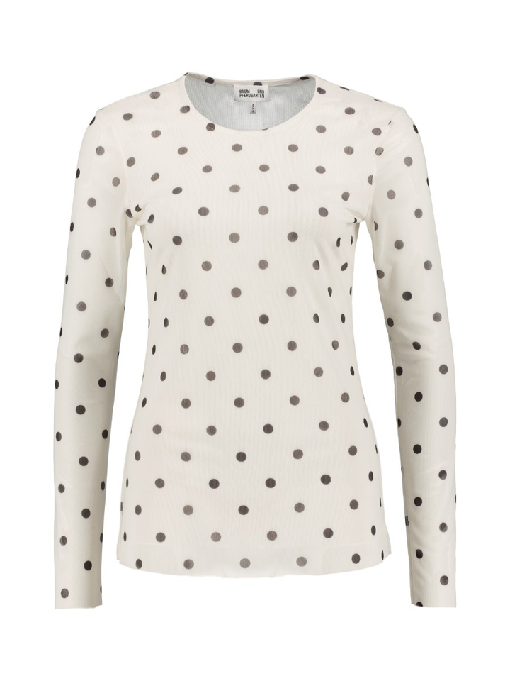 Crèmekleurige t-shirt met een stretch polkadotprint Jodie Baum Und Pherdgarten