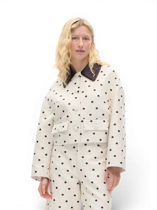 Creme kleurige vest met bruine polkadotprint Babeth Baum Und Pherdgarten