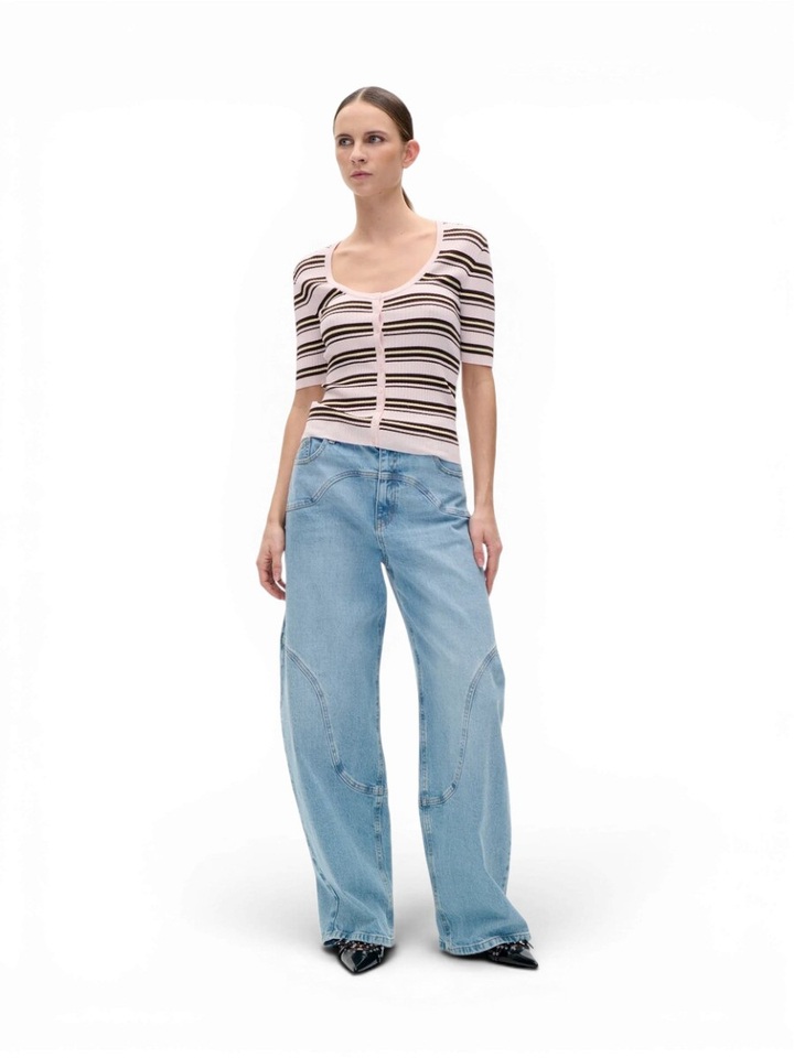 Blauwe loose fit jeans met detail Napolen Baum Unf Pferdgarten 