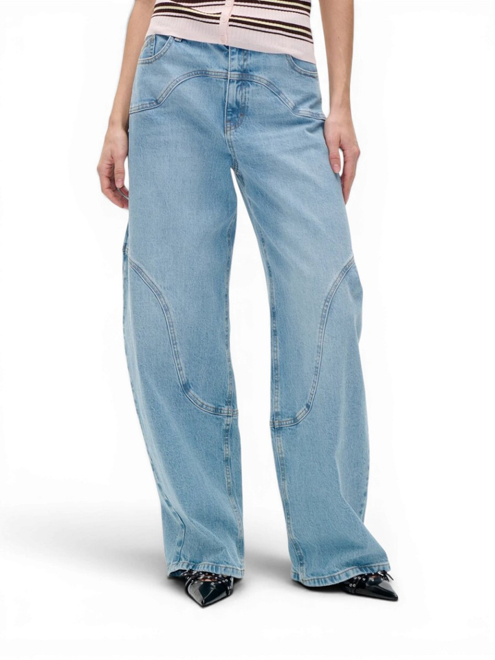 Blauwe loose fit jeans met detail Napolen Baum Unf Pferdgarten 