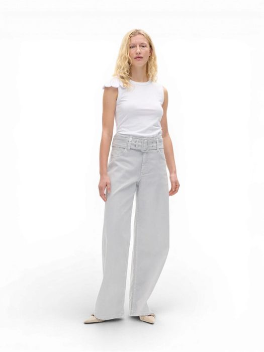 Grijze wide fit jeans met riem Nadja Baum Und Pferdgarten