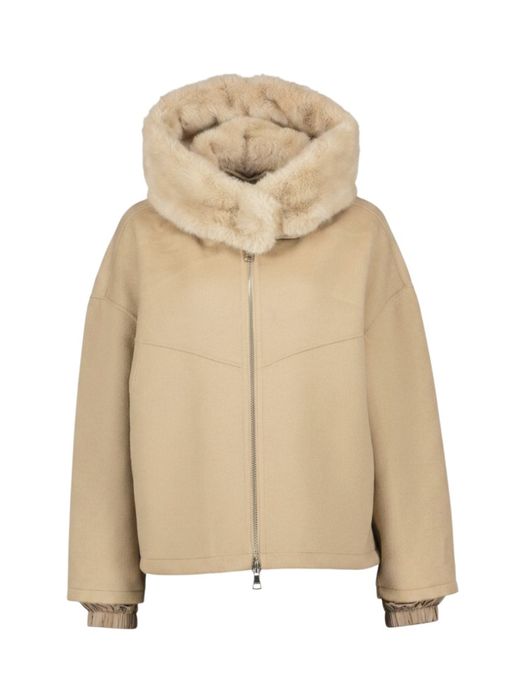 Beige jas met faux fur kraag Blondo NO8