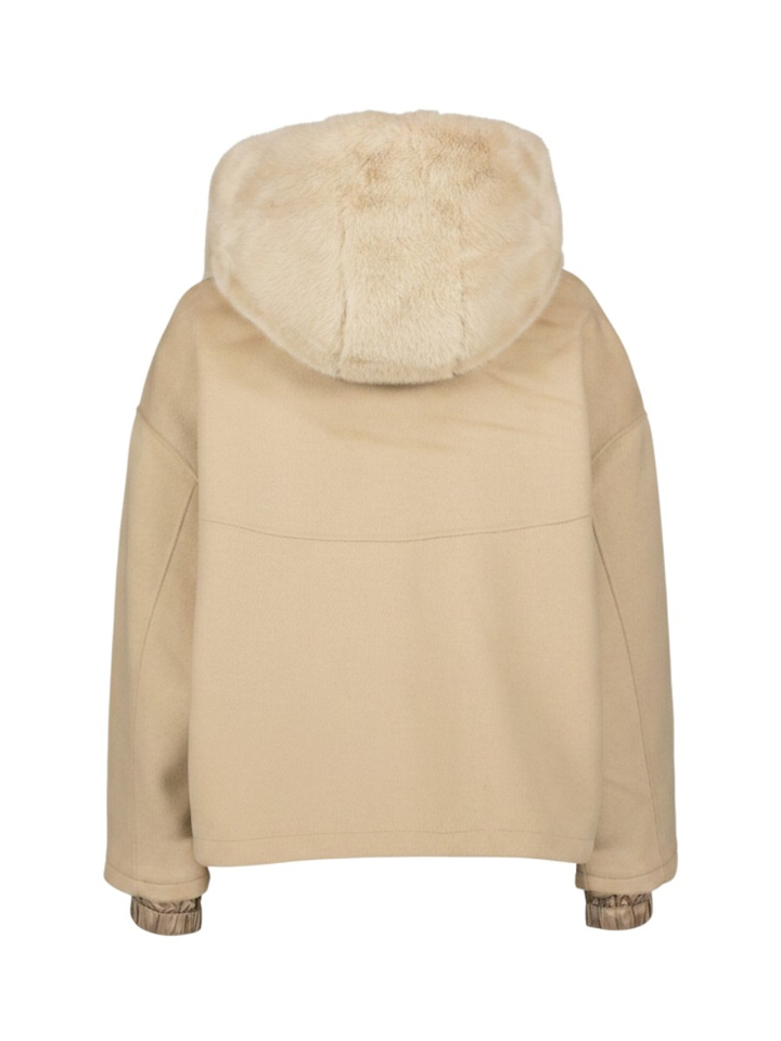 Beige jas met faux fur kraag Blondo NO8