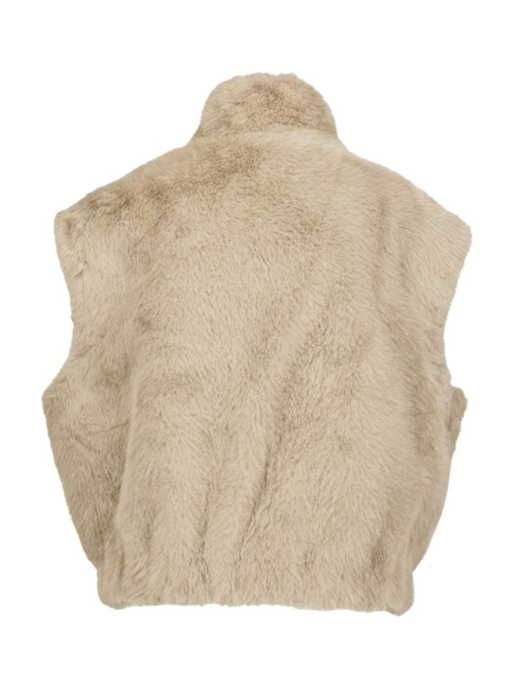 Beige bodywarmer in faux fur Leni Blonde N08