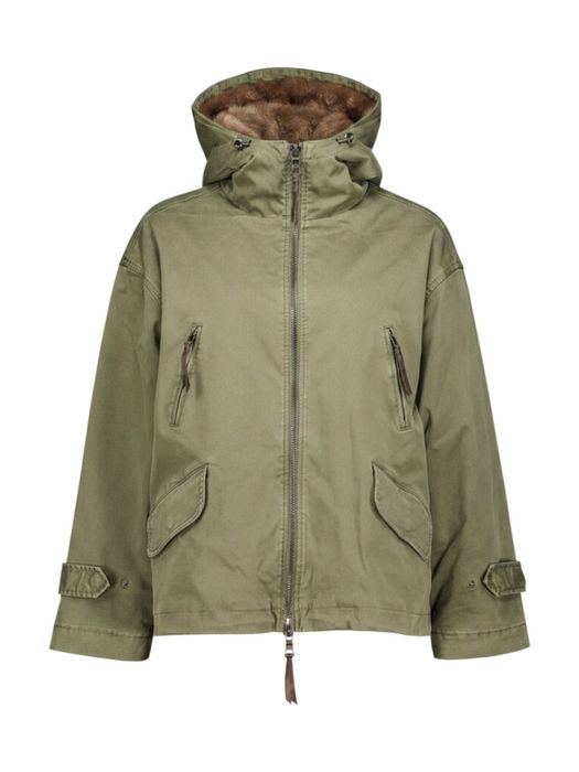 Kaki groene parka met faux fur in de kap Bella Blonde NO8