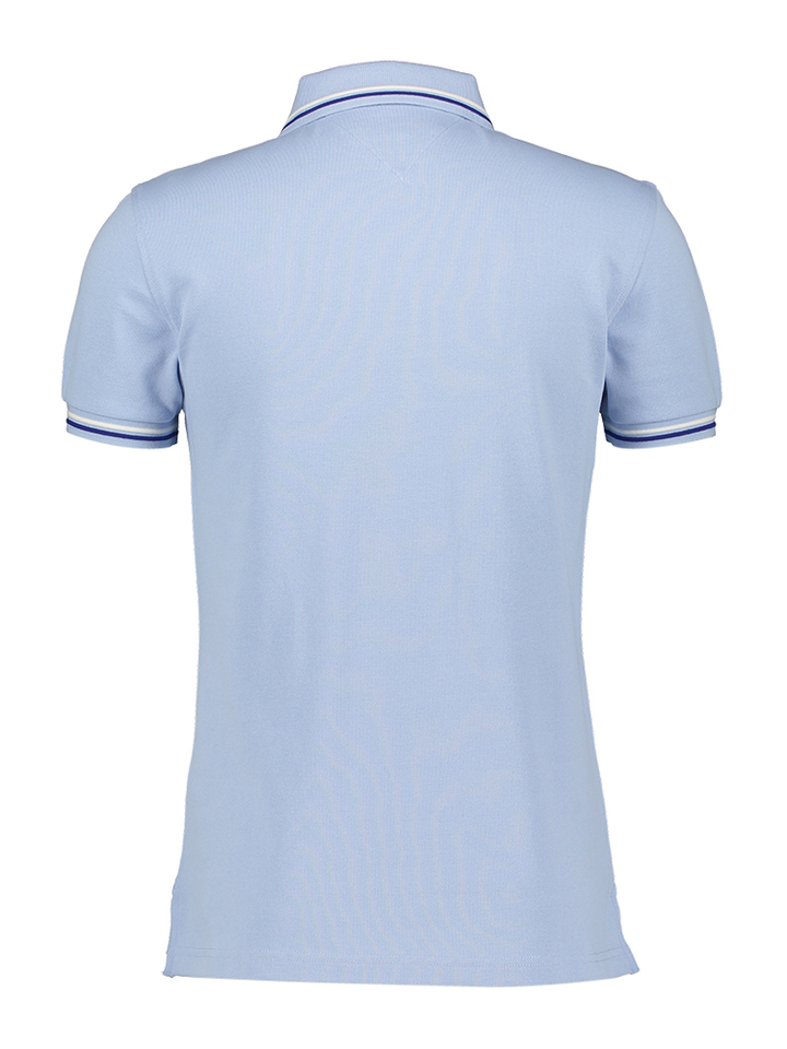 Lichtblauwe polo met streep detail Tommy Hilfiger