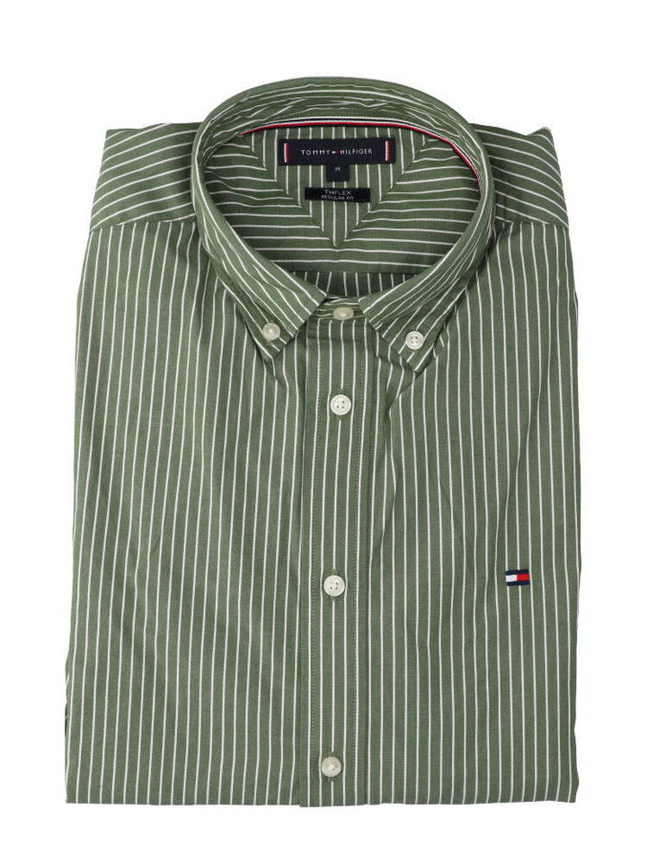 Groen katoenen hemd (regular fit) met strepen en lange mouwen Tommy Hilfiger