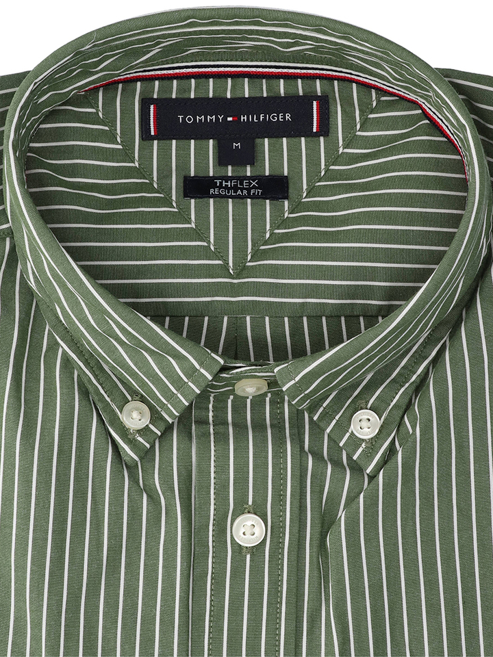Groen katoenen hemd (regular fit) met strepen en lange mouwen Tommy Hilfiger