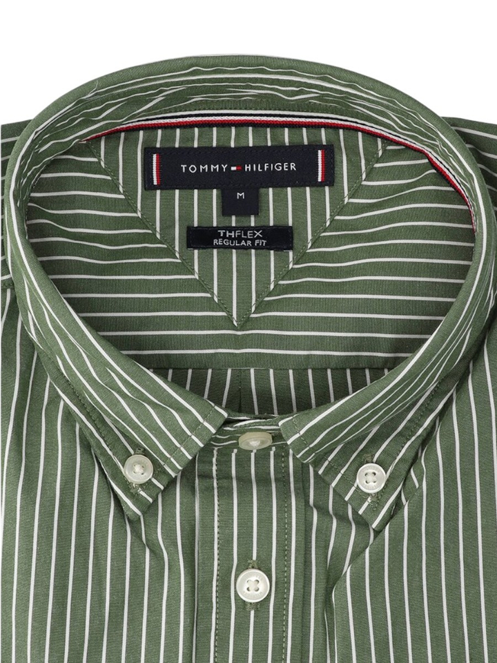 Groen katoenen hemd (regular fit) met strepen en lange mouwen Tommy Hilfiger 