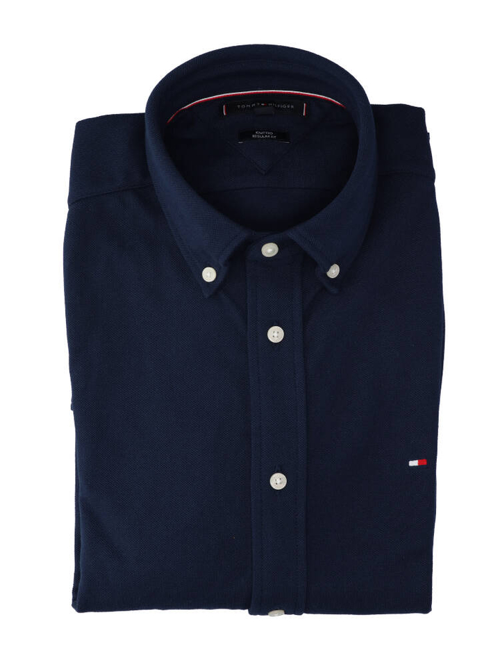 Donkerblauw polo met lange mouwen Tommy Hilfiger 