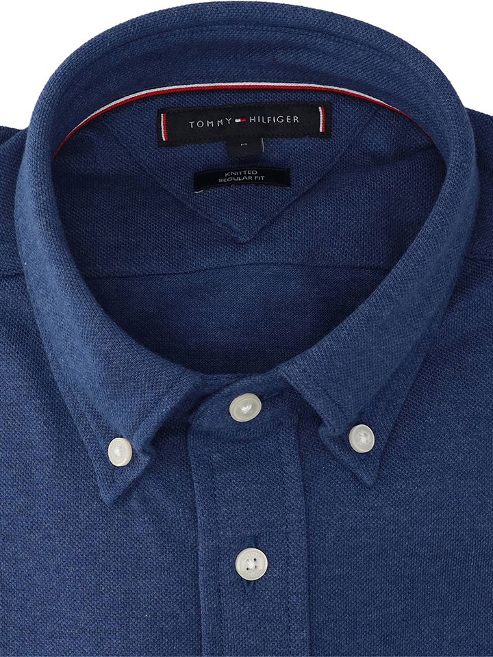 Jeansblauwe polo met lange mouwen Tommy Hilfiger 