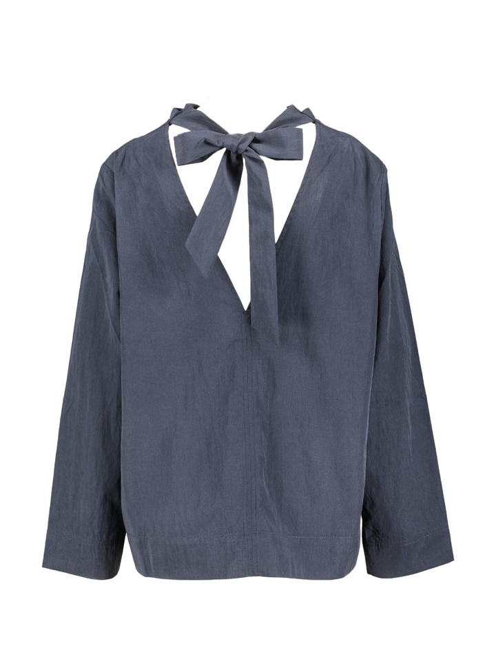 Dark navy bloes met strik in de nek Rue De Tokyo 