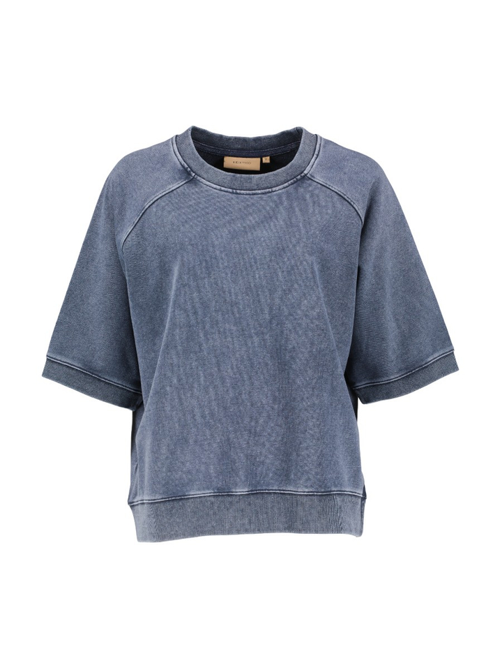 Vintage blauwe sweater met korte mouwen Rue De Tokyo