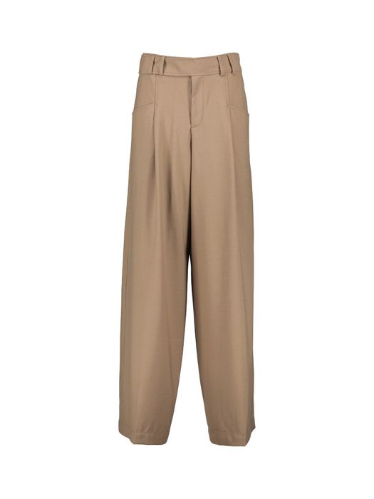 Beige wijdvallende broek met bandplooi Closed