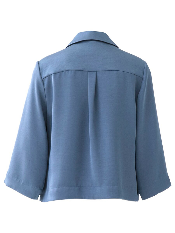 Blauw bloesjasje in satijnlook Marie Mero