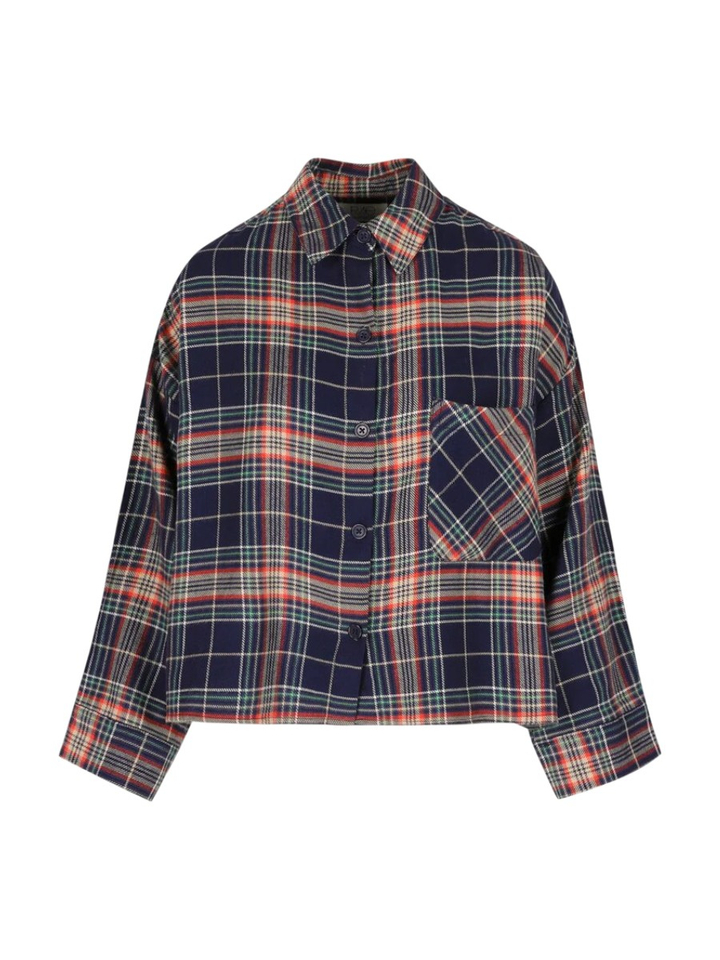 Donkerblauwe geruite blouse Nikki Rae