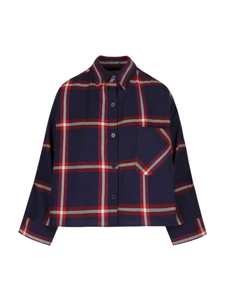 Donkerblauw met rood geruite blouse Nikki Rae